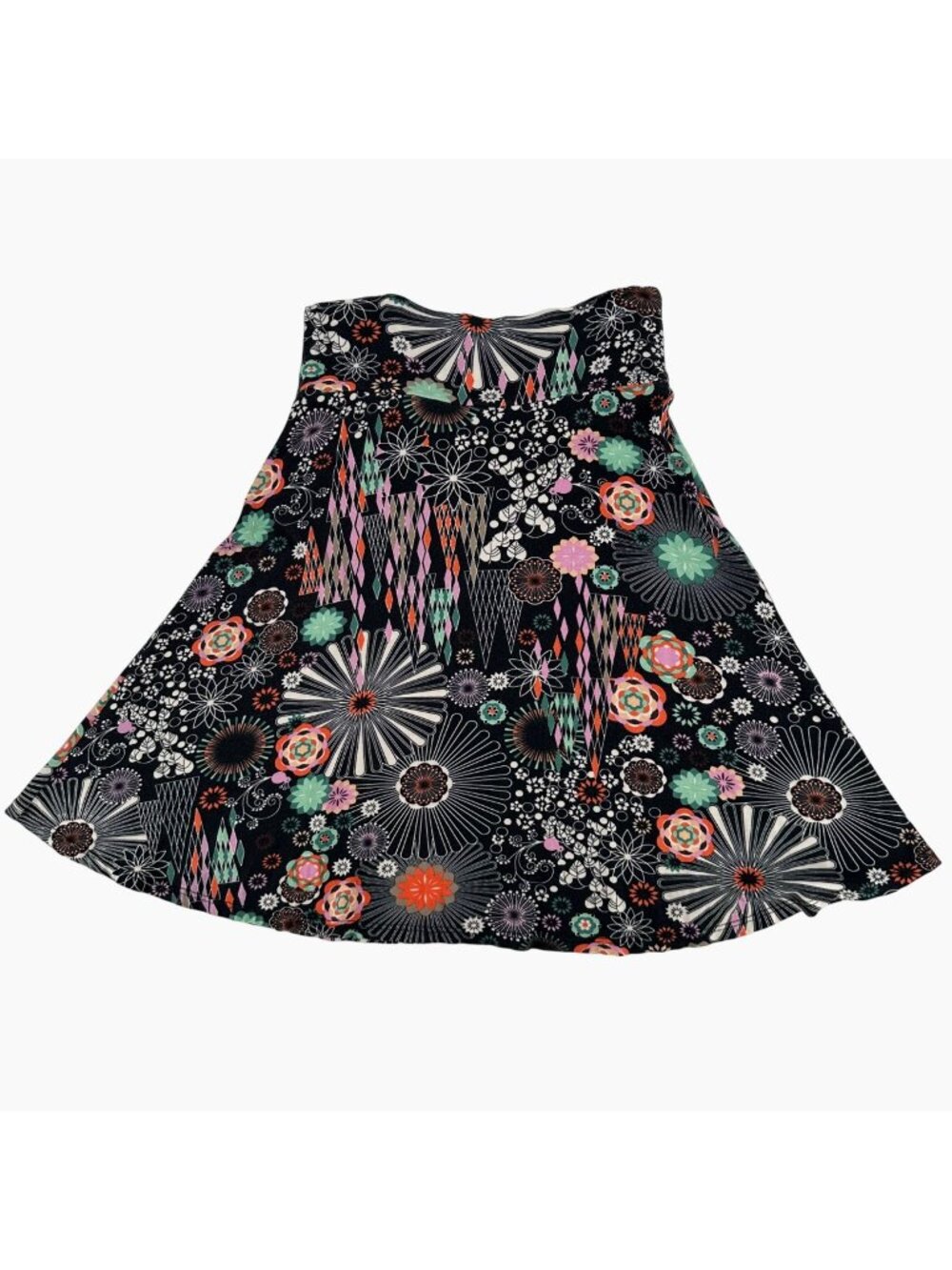Salaam Womens A-Line Floral & Geometric Knit Print Skirt Small USA-Made